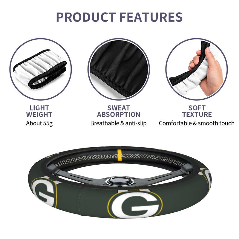 Green Bay Packers 1 Printed breathable elastic steering wheel cover anti slip cover