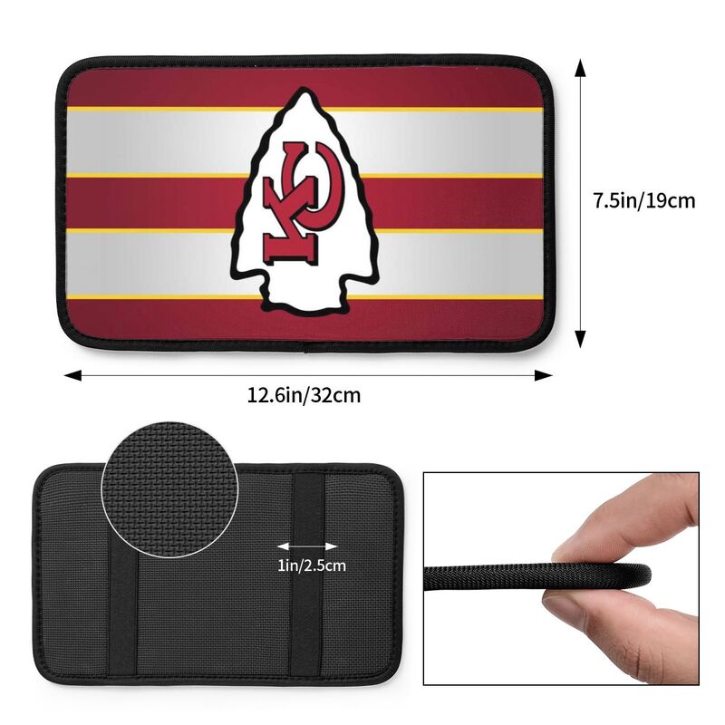 Car armrest box pad Kansas City Chiefs 3 Printed central armrest box cushion protective pad