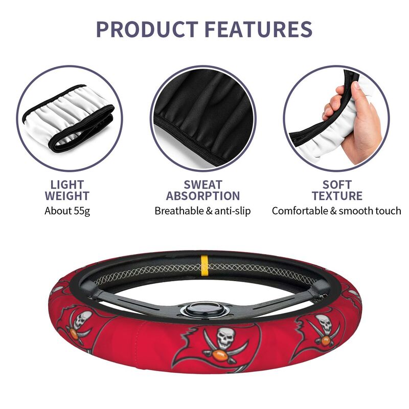 Tampa Bay Buccaneers 1 Printed breathable anti slip cover elastic steering wheel cover