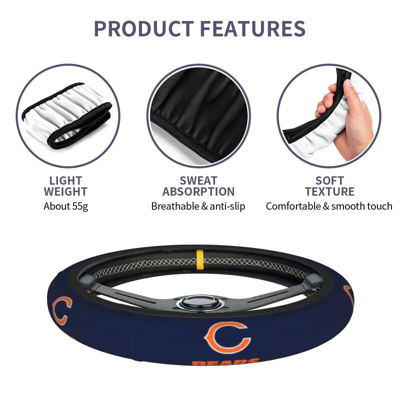 Chicago Bears 4 Printed car protective cover elastic steering wheel cover