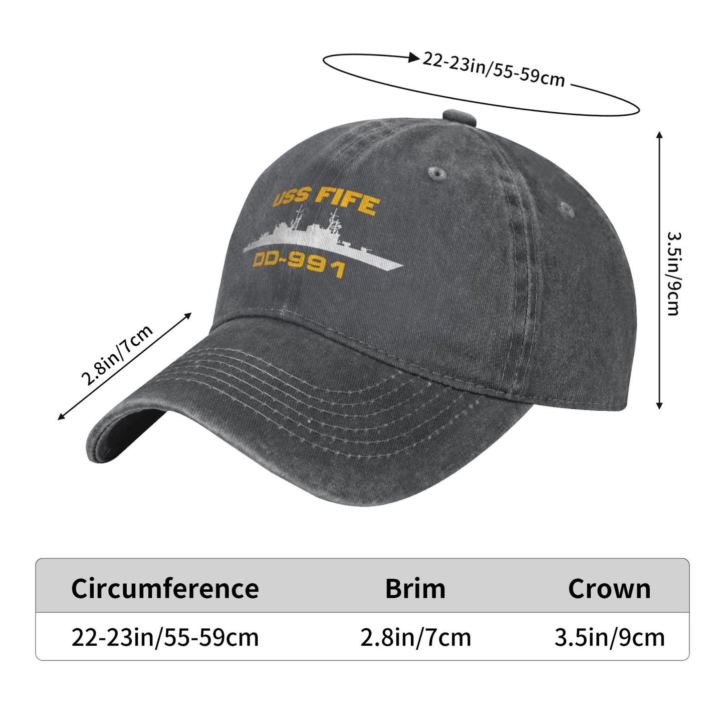 USS Fife (DD-991) Printed unisex baseball cap adjustable cap veteran gift