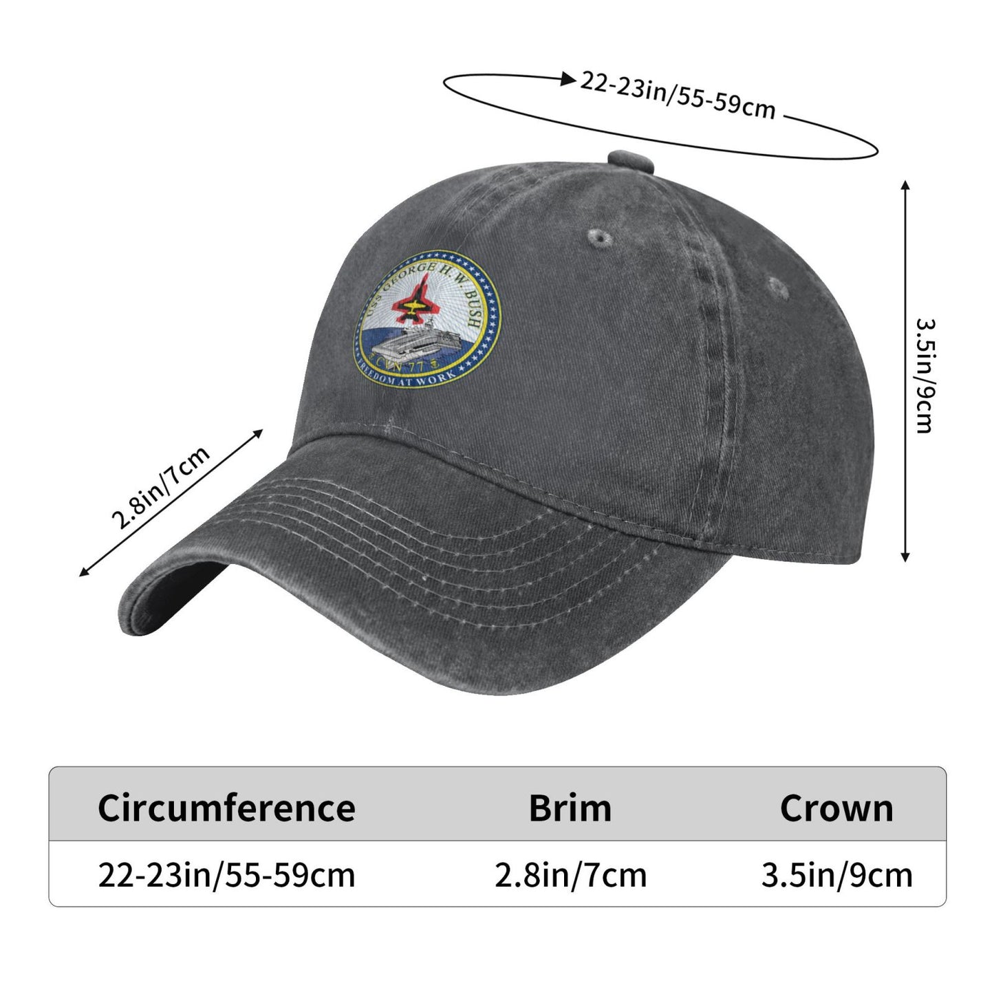 USS George H.W. Bush (CVN-77) Printed unisex baseball cap adjustable cap veteran gift