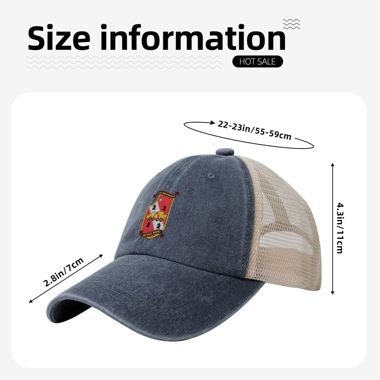 USMC-4th Light Armored Reconnaissance Battalion Printed unisex baseball cap adjustable grid baseball cap veteran gift
