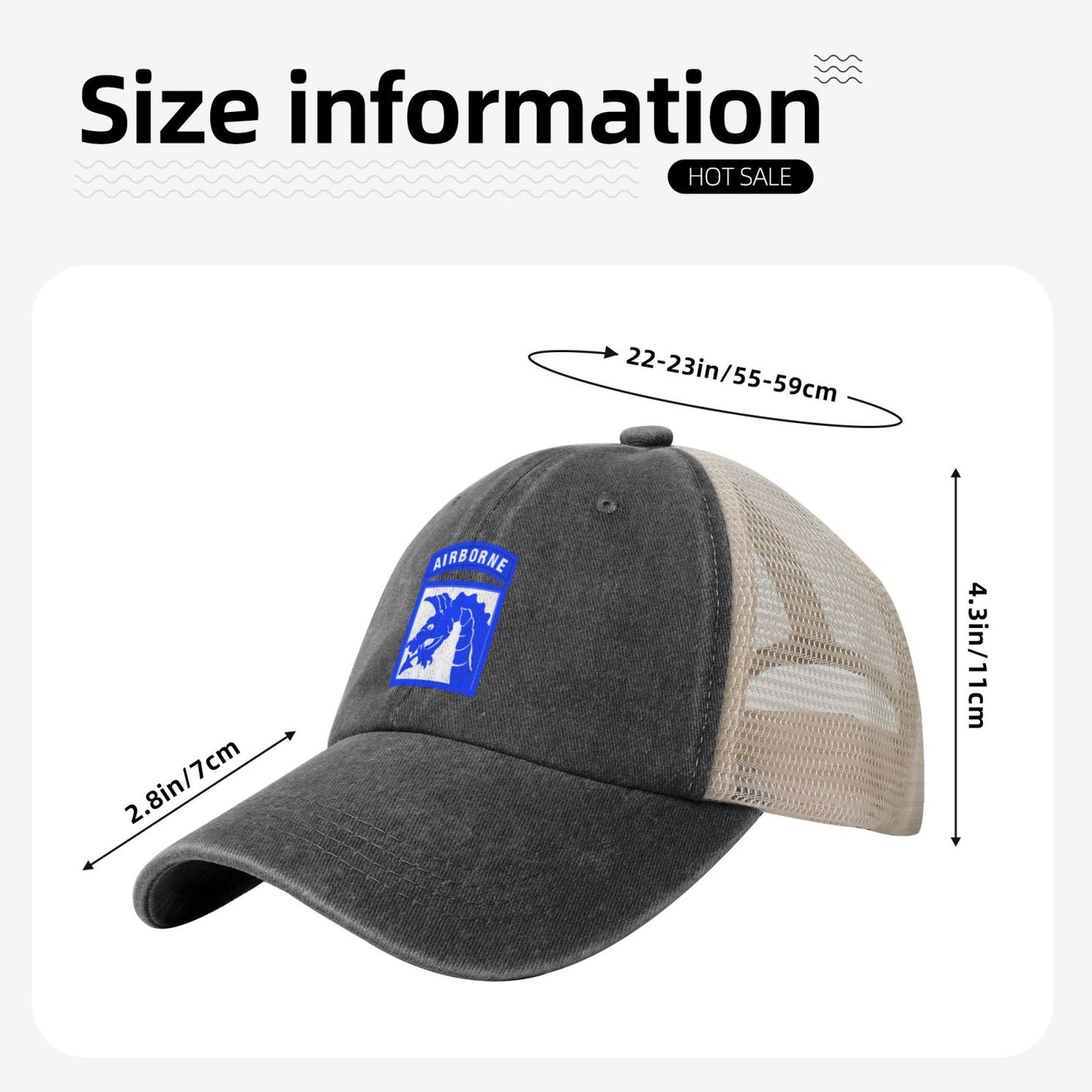 XVIII Airborne Corps CSIB Printed unisex baseball cap adjustable grid baseball cap veteran gift