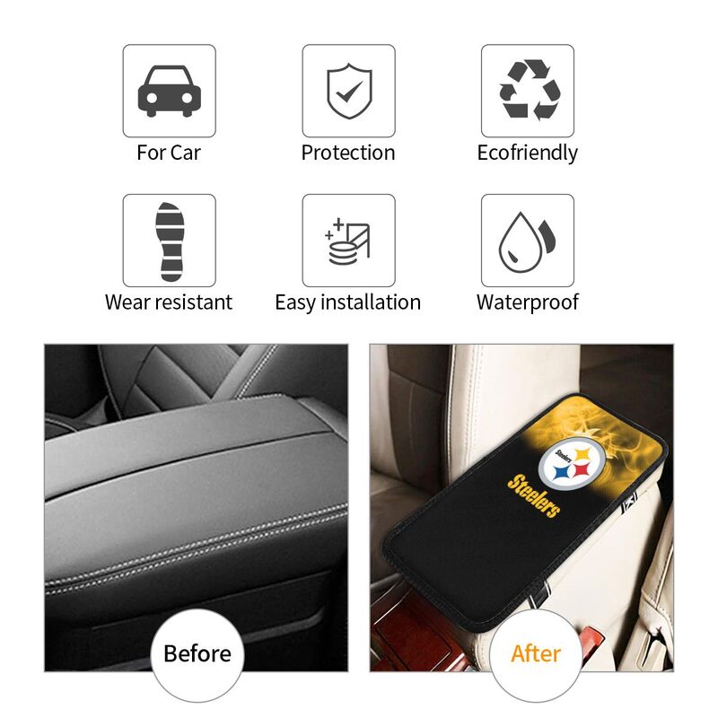 Car armrest box pad Pittsburgh Steelers 9 Printed central armrest box cushion protective pad