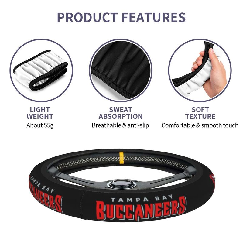 Tampa Bay Buccaneers 3 Printed car protective cover elastic steering wheel cover