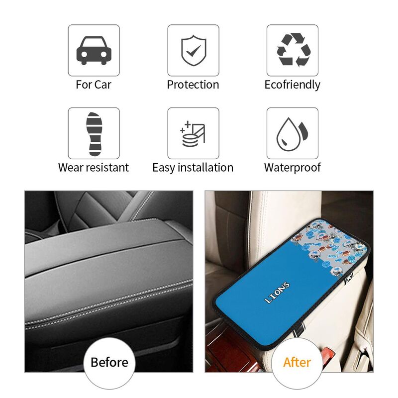 Detroit Lions print Car center console armrest pad car armrest protective cover