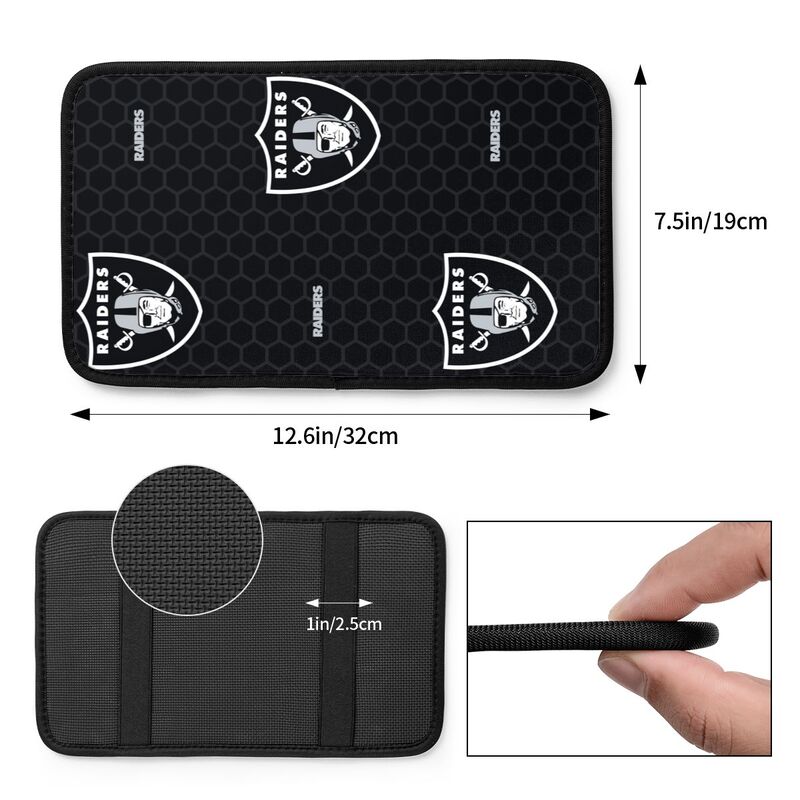 Car armrest box pad Las Vegas Raiders 1 Printed center armrest box pad protective pad