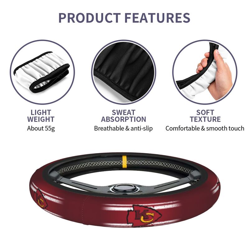 Kansas City Chiefs Printed elastic steering wheel cover anti slip breathable