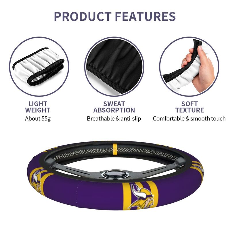 Minnesota Vikings Printed breathable elastic steering wheel cover anti slip cover