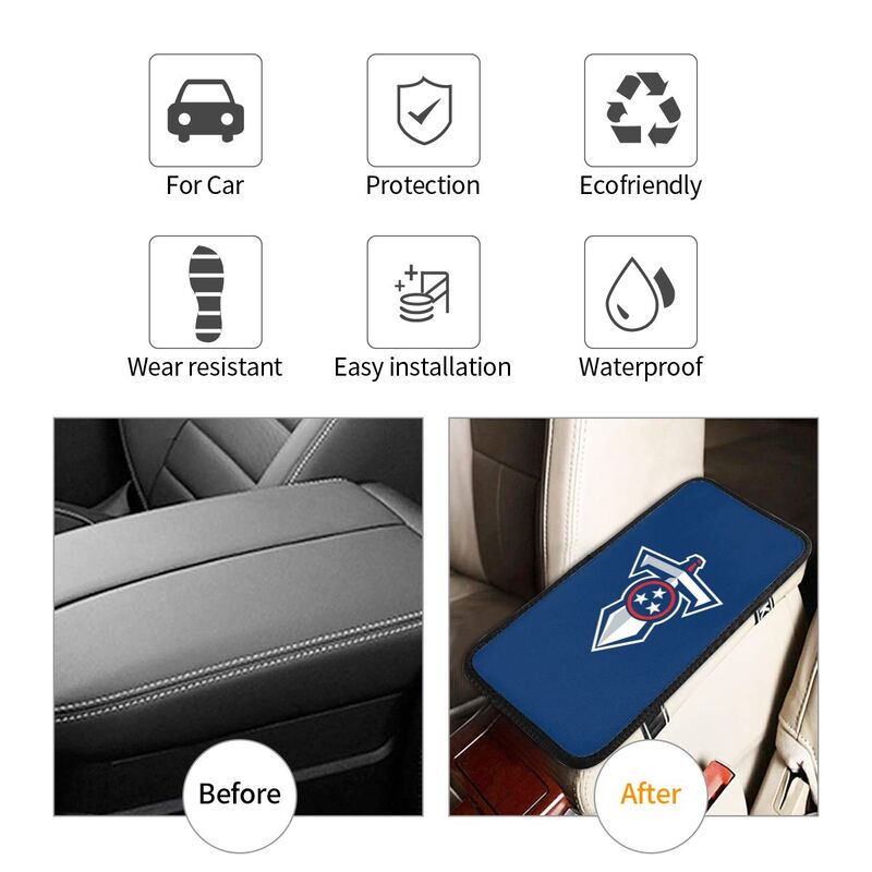 Car armrest box pad Tennessee Titans 1 Printed central armrest box pad protective pad