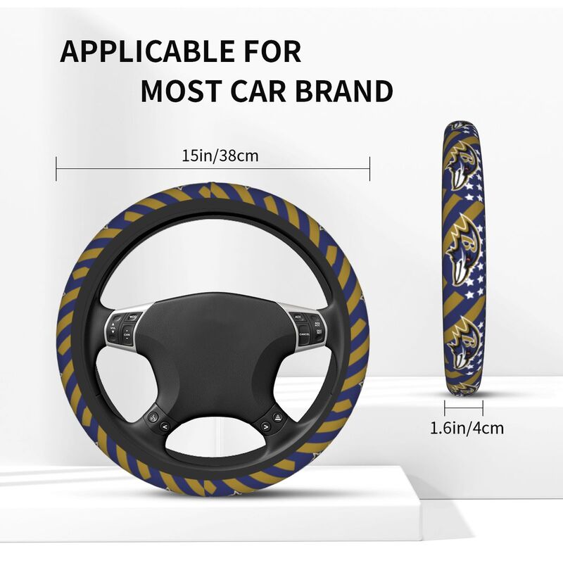 Baltimore Ravens 2 Printed breathable elastic steering wheel cover