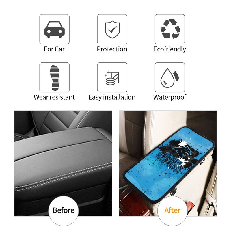 Carolina Panthers print car center console armrest pad Car armrest box protective cover