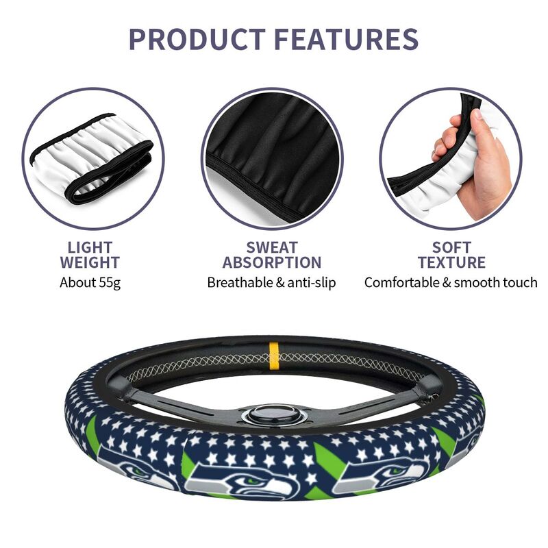 Seattle Seahawks 1 Printed breathable elastic steering wheel protective cover
