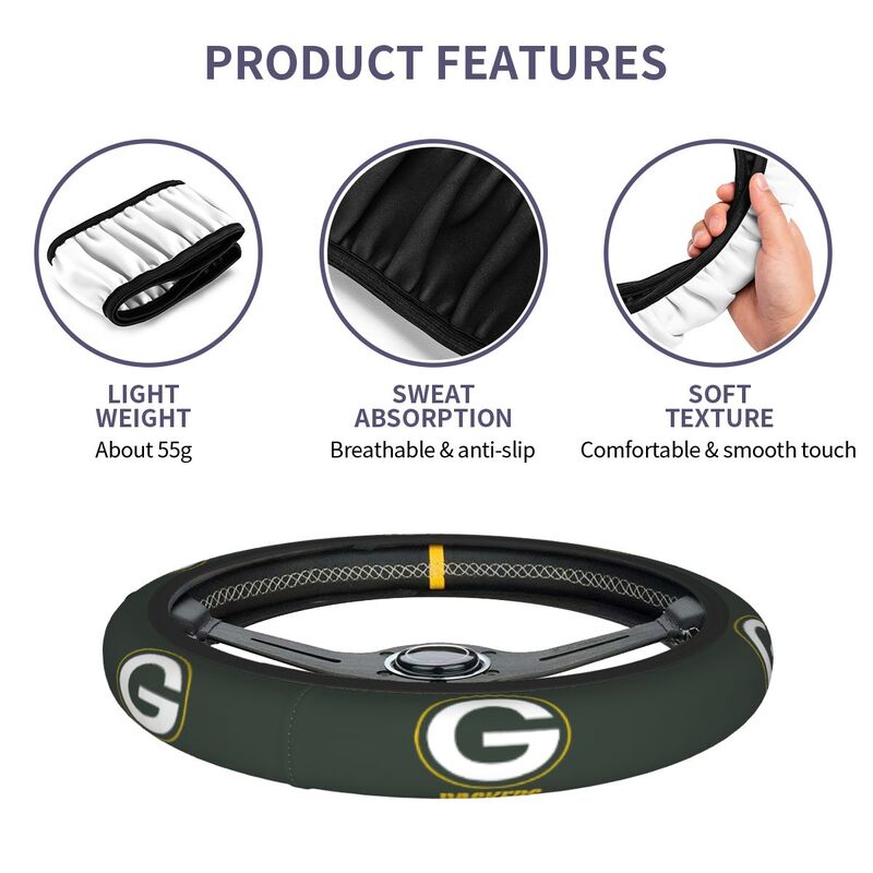 Green Bay Packers 5 Printed breathable elastic steering wheel cover anti slip cover