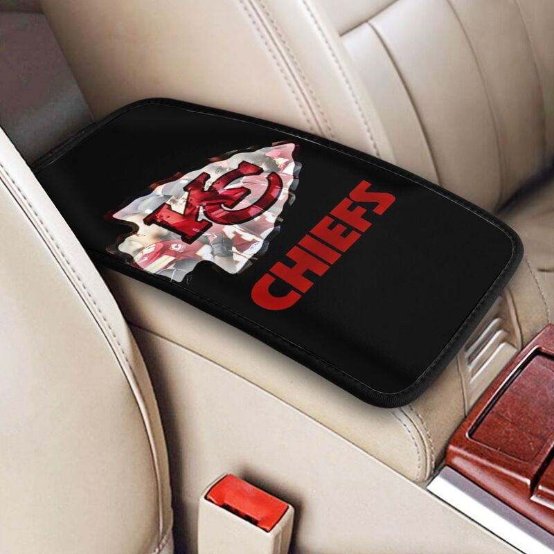 Car armrest box pad Kansas City Chiefs 3 Printed central armrest box pad protective pad
