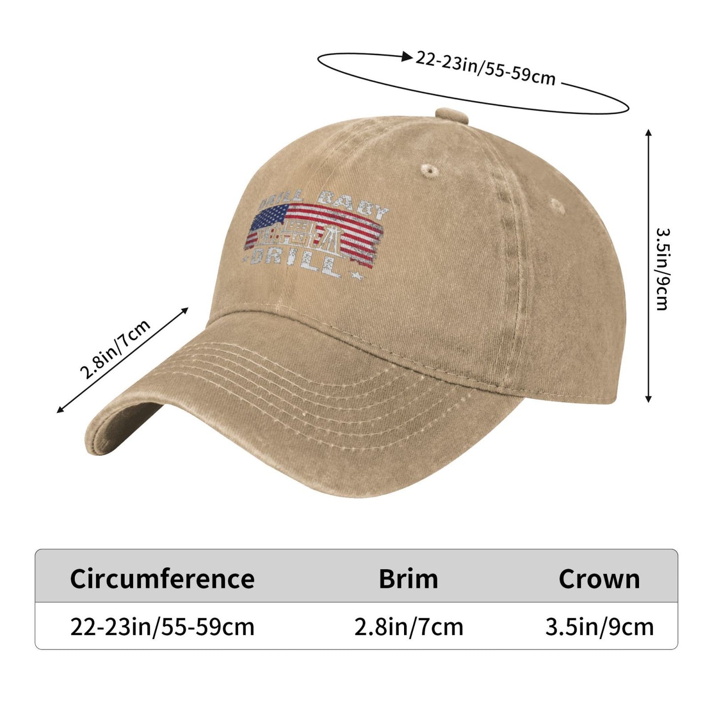 DRILL BABY DRILL Printed unisex baseball cap adjustable cap veteran gift
