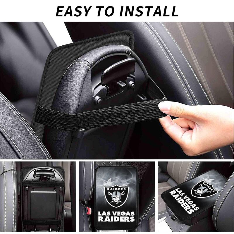 Car armrest box pad Las Vegas Raiders8 Printed central armrest box pad anti slip pad