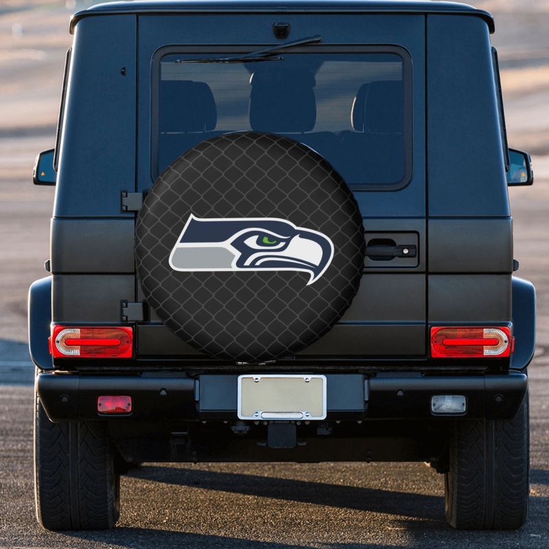Seattle Seahawks Grid background car tire waterproof dustproof protective cover