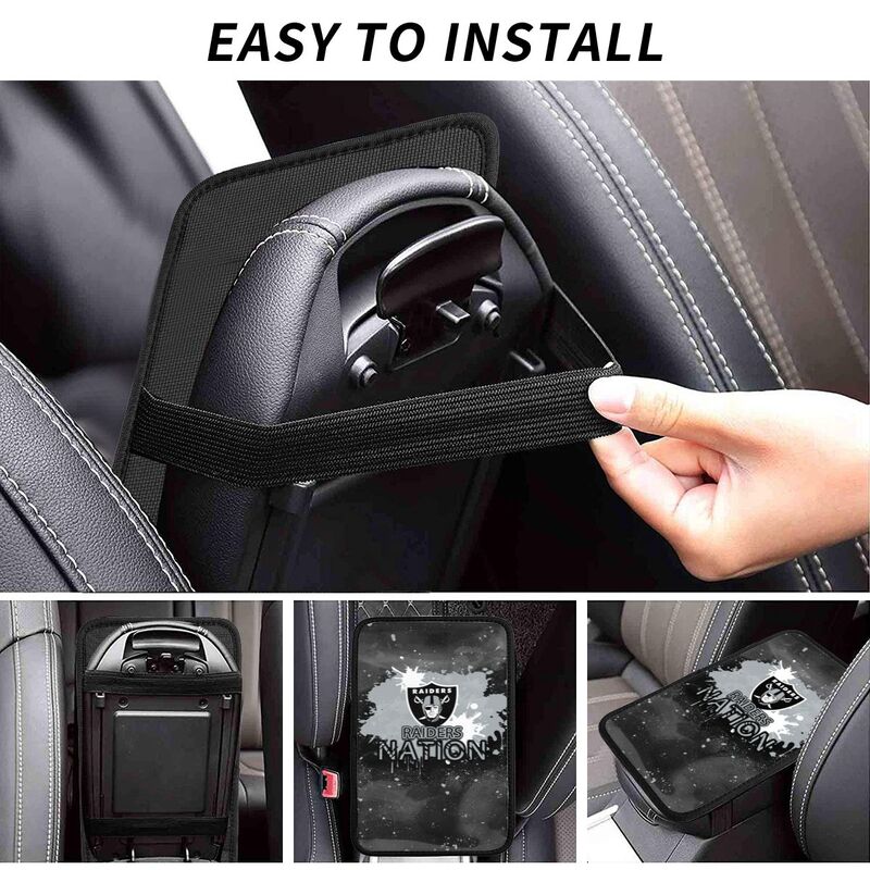 Las Vegas Raiders print car center console armrest pad Car armrest box protective cover