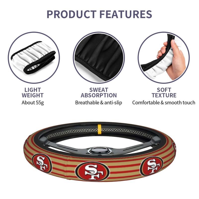 San Francisco 49ers Printed breathable elastic steering wheel protective cover