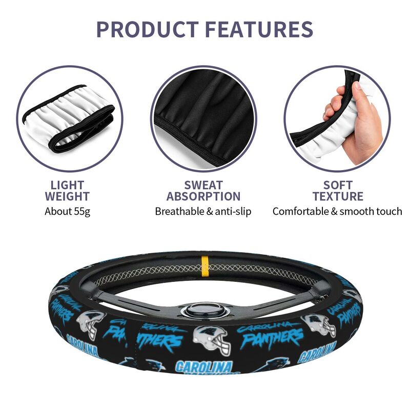 Carolina Panthers Printed car protective cover elastic steering wheel cover