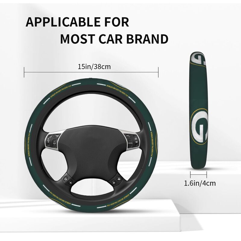 Green Bay Packers 2 Printed breathable elastic steering wheel anti slip cover