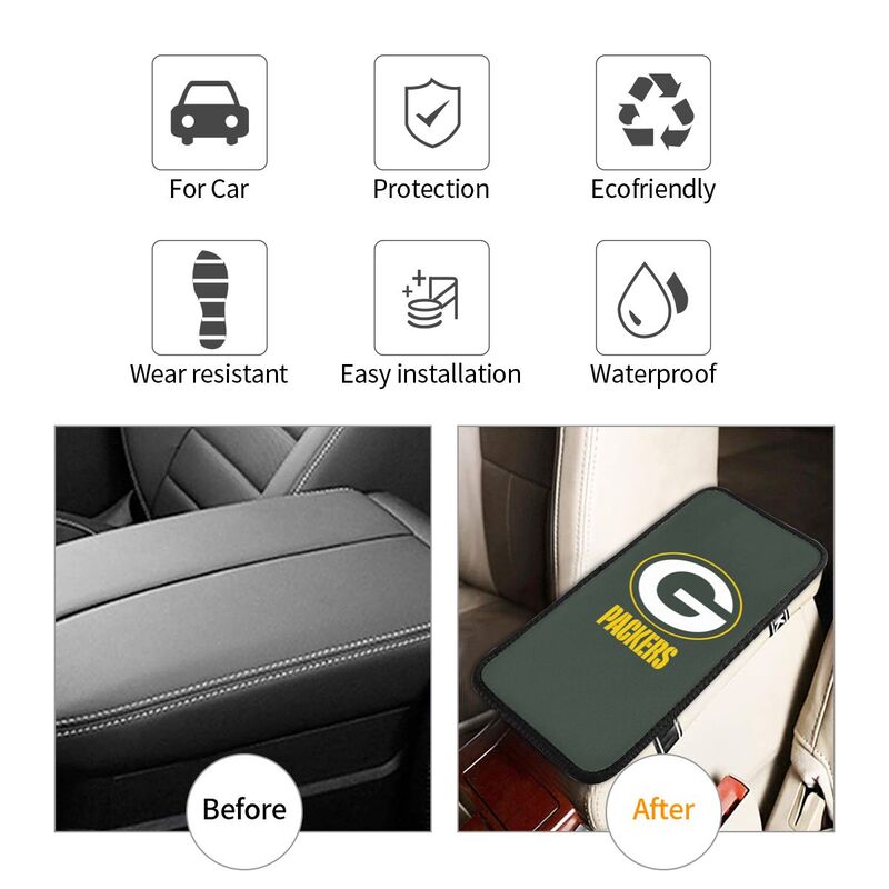 Green Bay Packers5 Printed car armrest box pad anti-abrasion pad