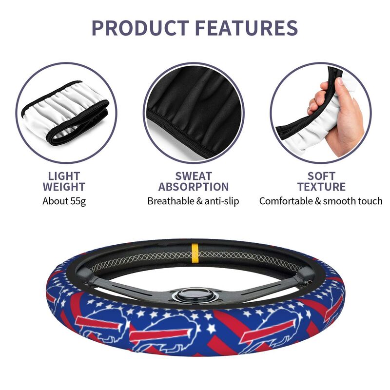 Buffalo Bills Printed breathable elastic steering wheel protective cover