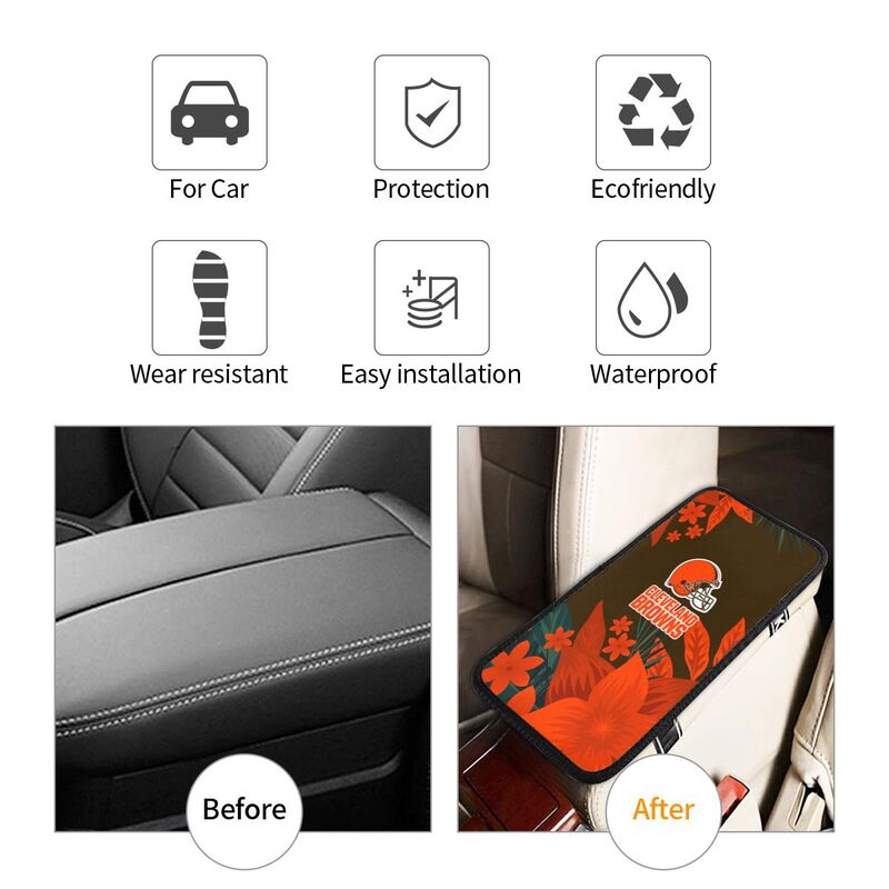 Cleveland Browns Car armrest box protective cover car center console armrest pad