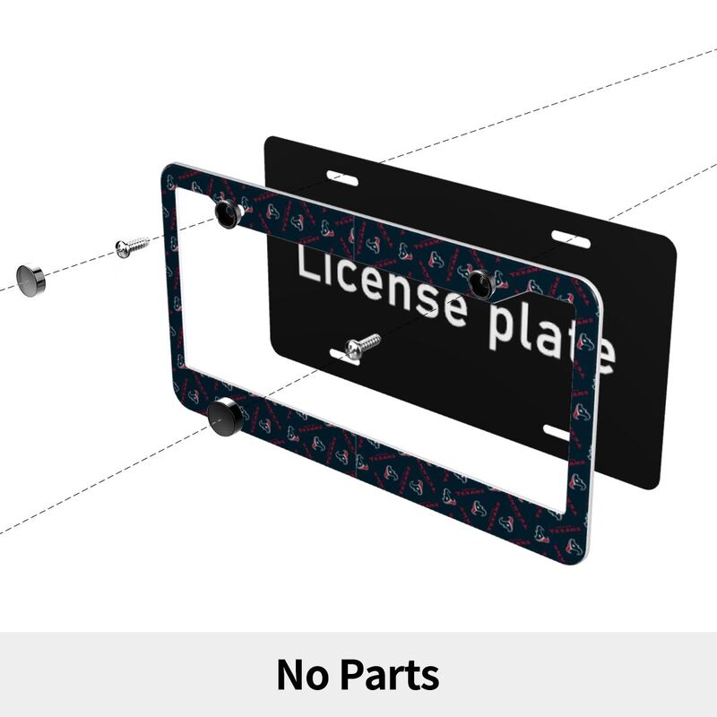 Houston Texans Print front rear license plate holder circular hole license plate holder (one pair)