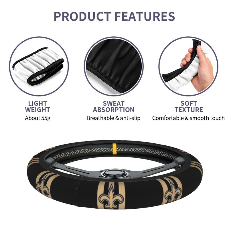 New Orleans Saints 2 Printed breathable elastic steering wheel cover