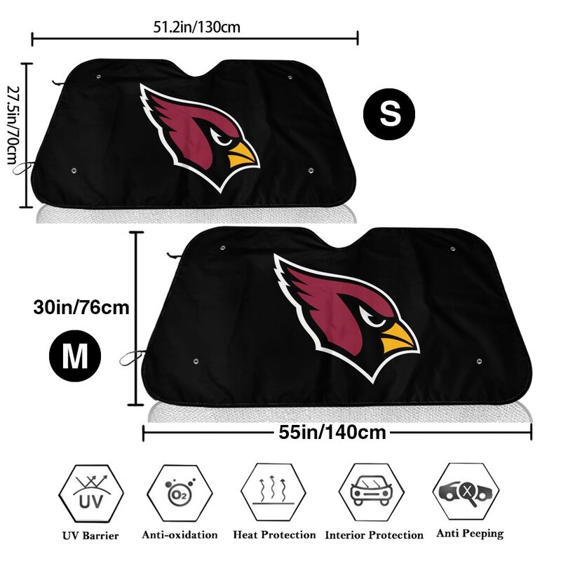 Arizona Cardinals Printed multi size front windshield sunshade car windshield sunshade