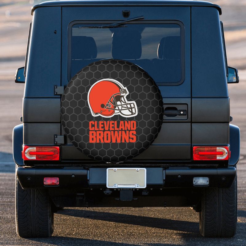 Cleveland Browns Grid printed car tire cover dustproof and waterproof tire cover