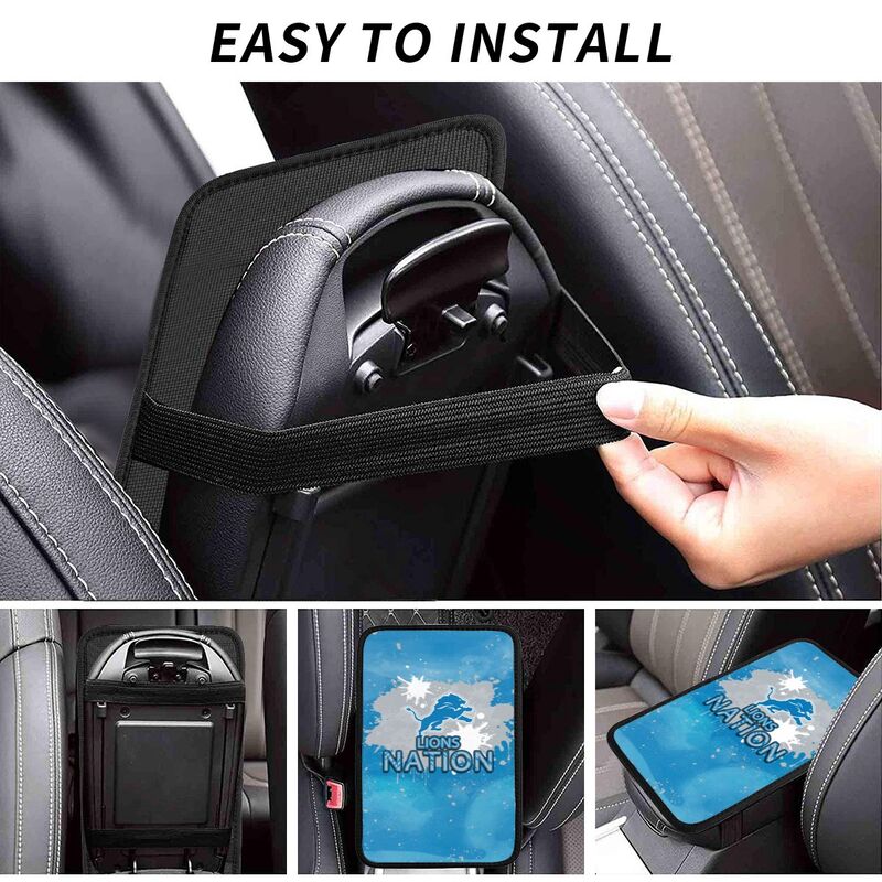 Detroit Lions print car center console armrest pad Car armrest box protective cover