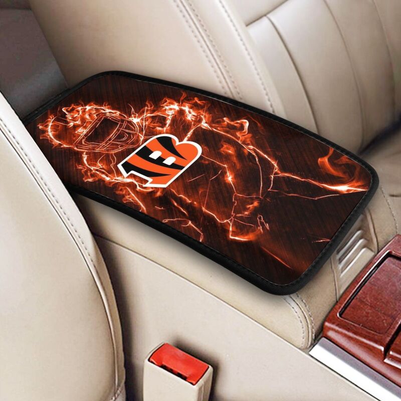Car armrest box pad Cincinnati Bengals3 Printed central armrest box pad anti slip pad