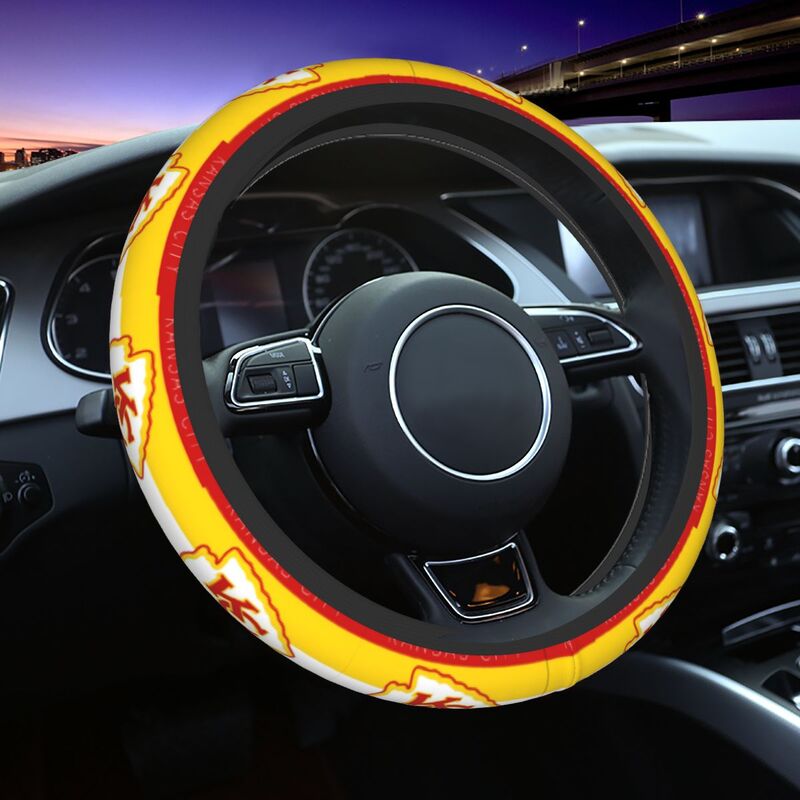 Kansas City Chiefs 2 Printed breathable elastic steering wheel anti slip cover