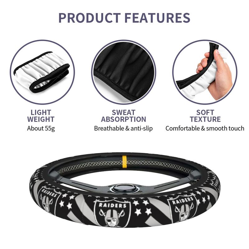 Las Vegas Raiders Printed elastic steering wheel cover car steering wheel protective cover