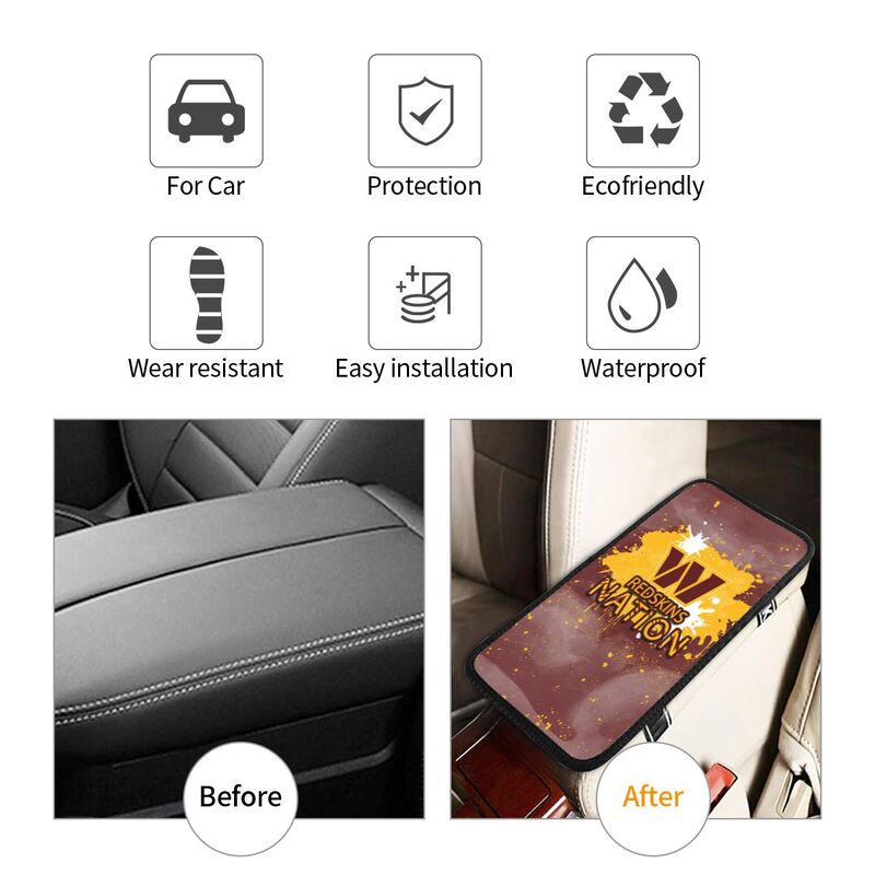 Washington Redskins print car center console armrest pad Car armrest box protective cover