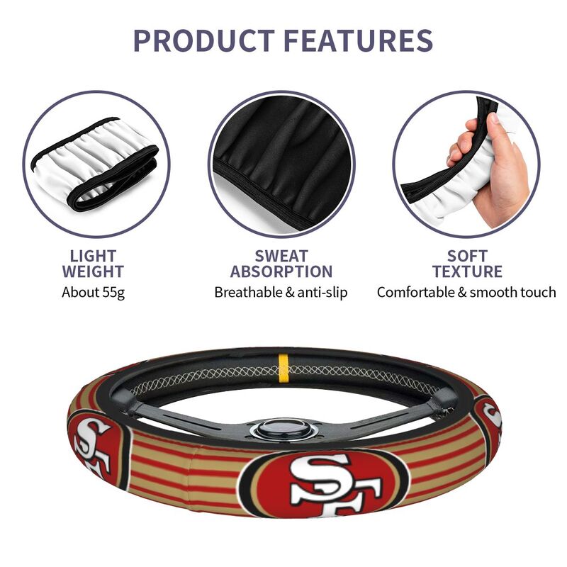 San Francisco 49ers 7 Printed breathable elastic steering wheel anti slip cover