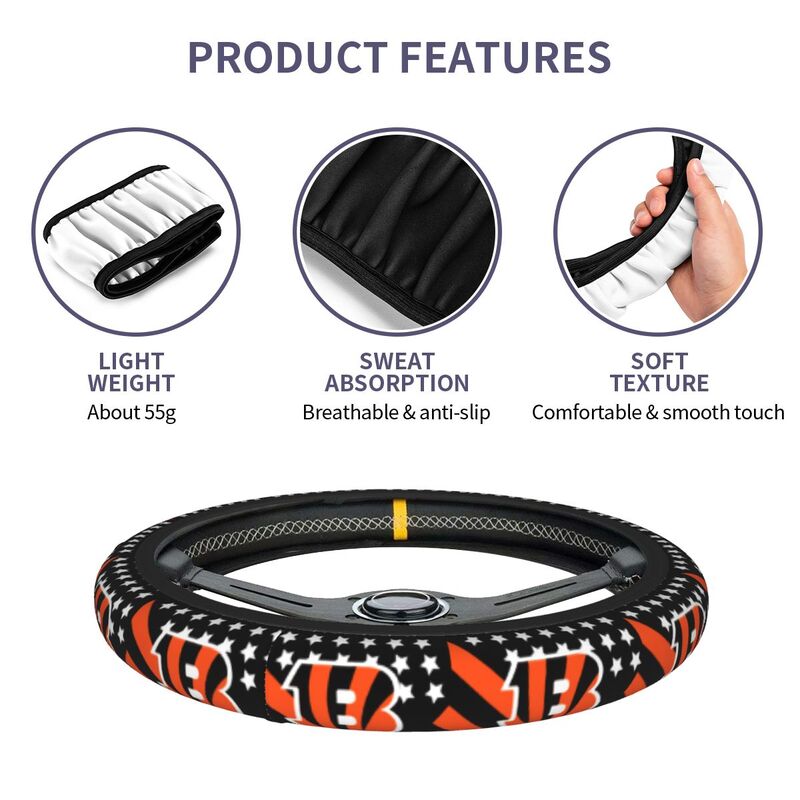Cincinnati Bengals Printed breathable elastic steering wheel cover anti slip cover
