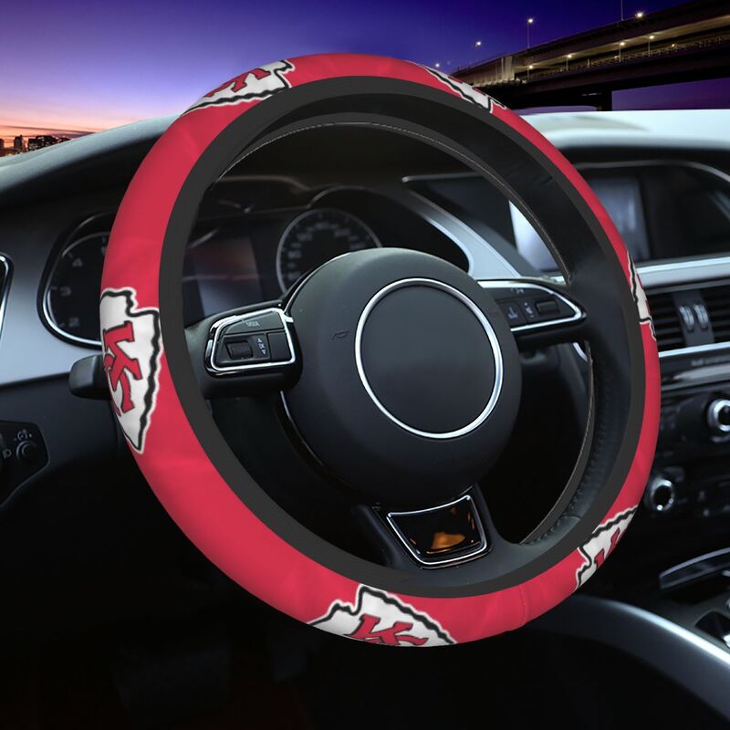 Kansas City Chiefs 3 Printed breathable elastic steering wheel anti slip cover