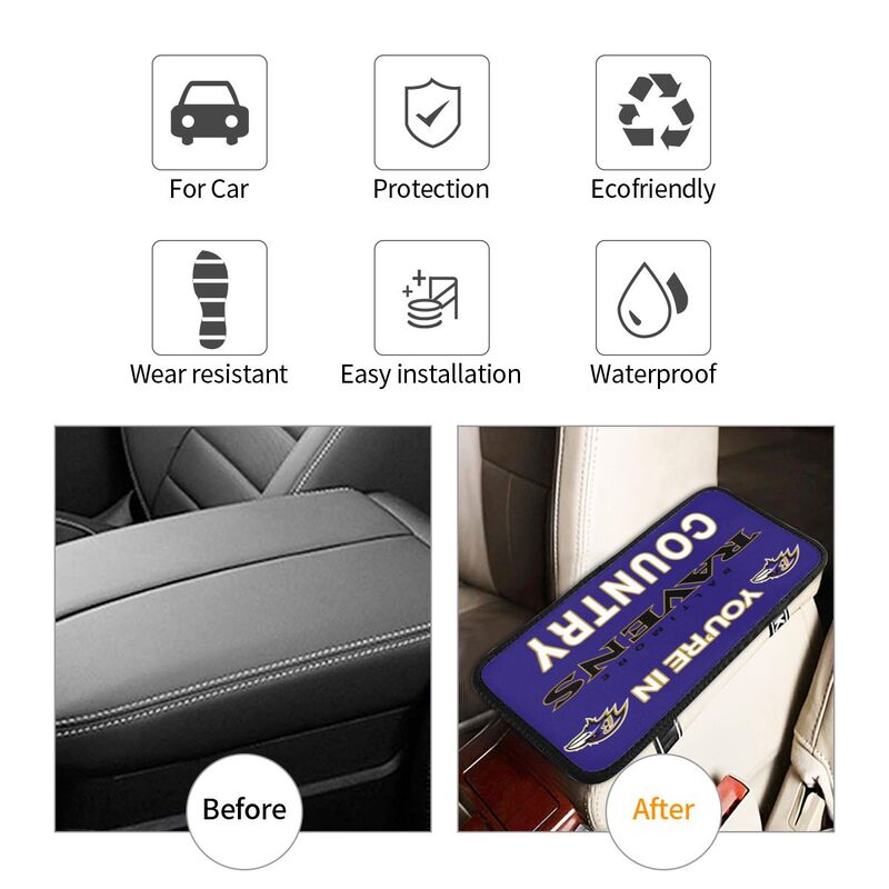 Baltimore Ravens Printed car armrest box pad elbow support pad