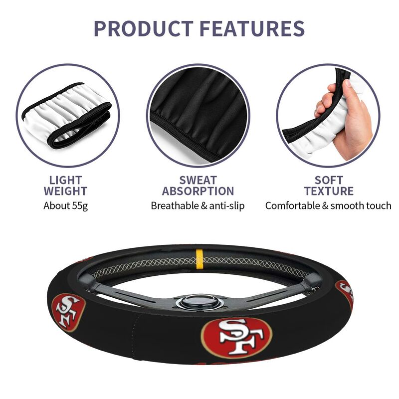 San Francisco 49ers 3 Printed breathable elastic steering wheel protective cover