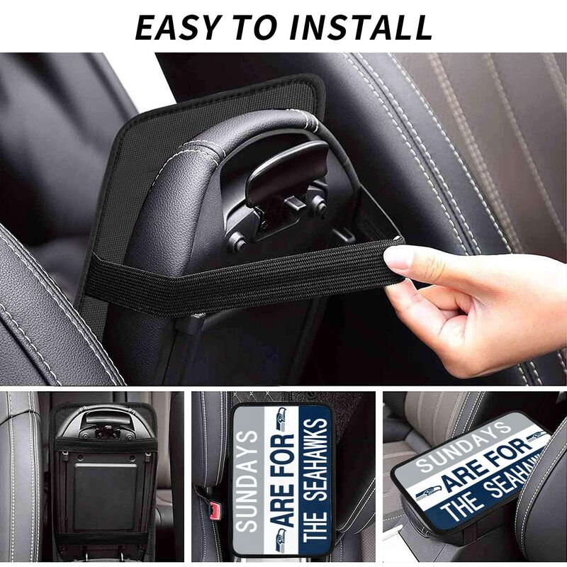 Seattle Seahawks Personalized printed car armrest cover Car handrail box cushion