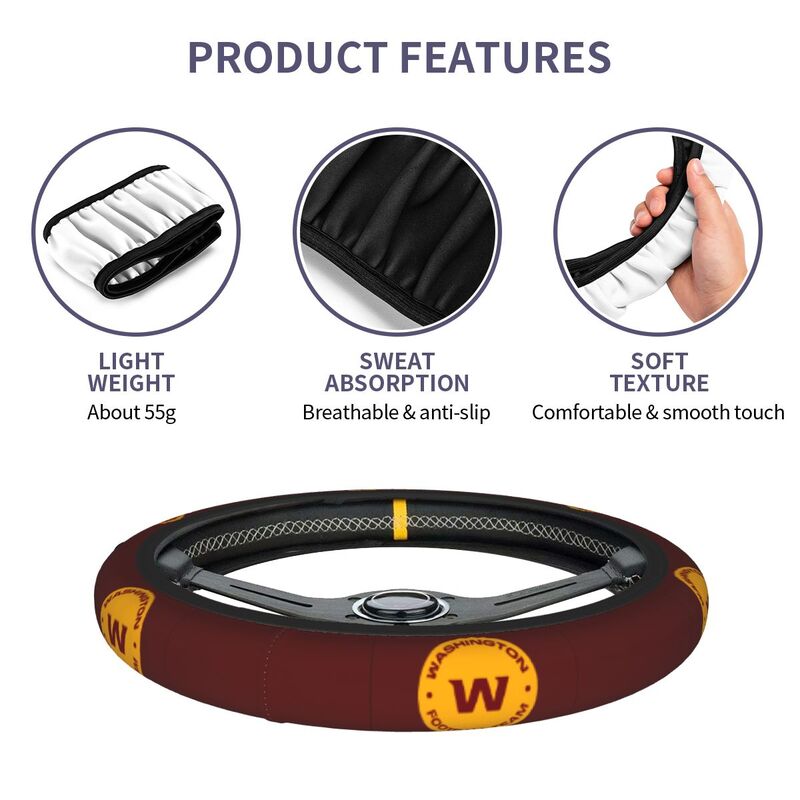 Washington Commanders 1 Printed elastic steering wheel cover car protective cover