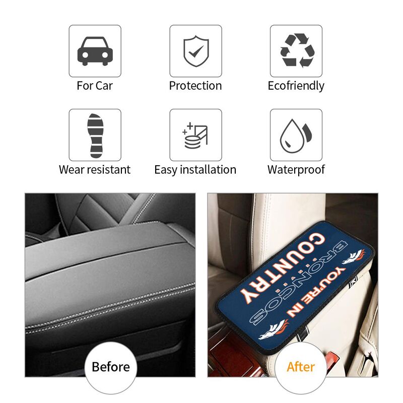 Denver Broncos Printed car armrest box pad elbow support pad