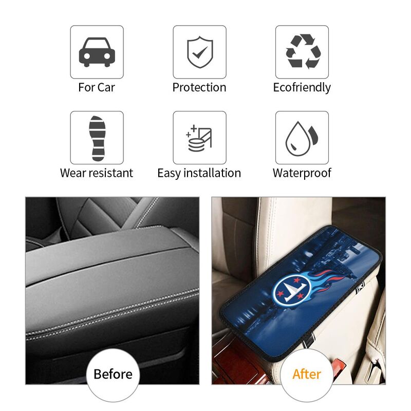 Car armrest box pad Tennessee Titans1 Printed central armrest box pad anti slip pad