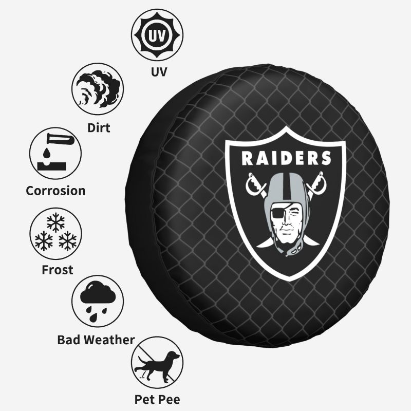 Las Vegas Raiders Grid background car tire waterproof dustproof protective cover