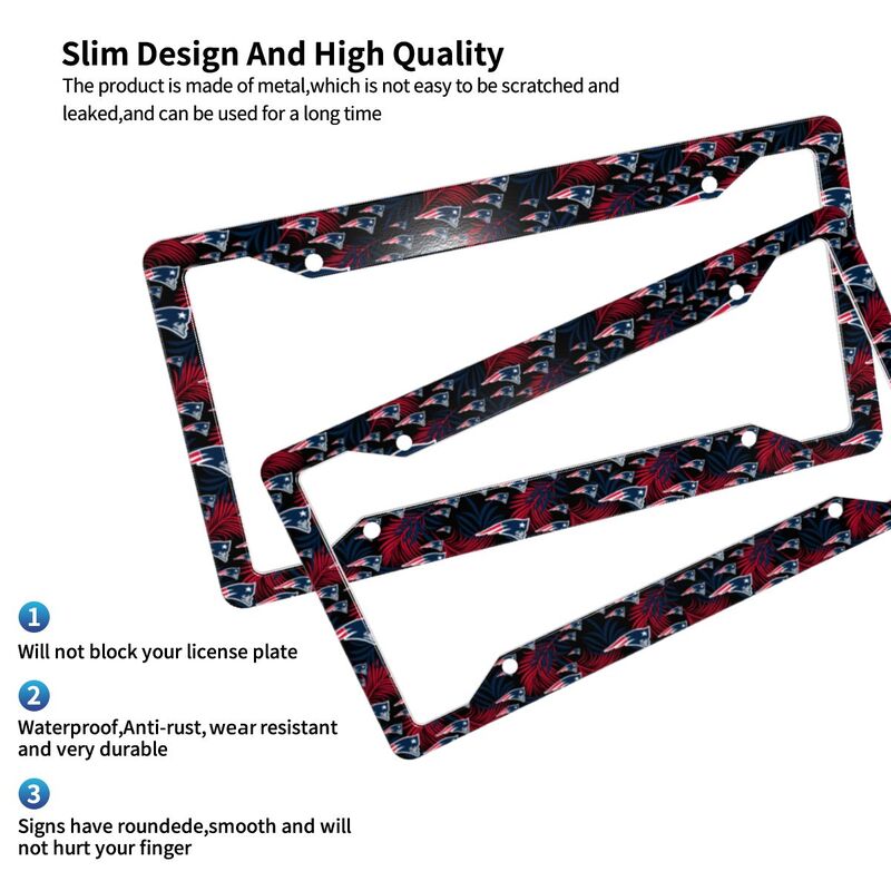 New England Patriots Print Car license plate frame four hole license plate holder (one pair)